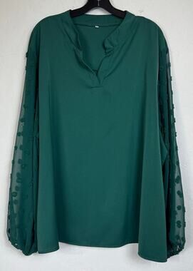 Green Long Sleeve Blouse Women's 6XL
